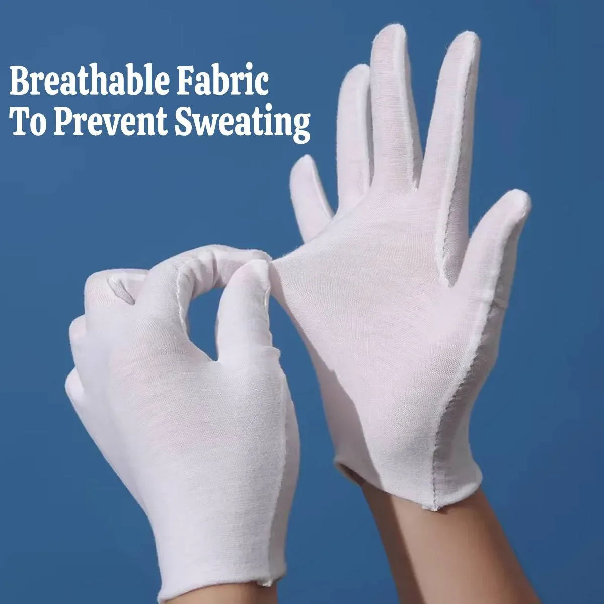 12 Pairs Cotton Work Gloves Breathable Knit L Black XL White - L