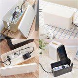 Bathroom Cabinets, Cupboards & Storage: Large Cable Wire Storage Box Case Cord Management Socket Tidy Organizer with Lid - Black S