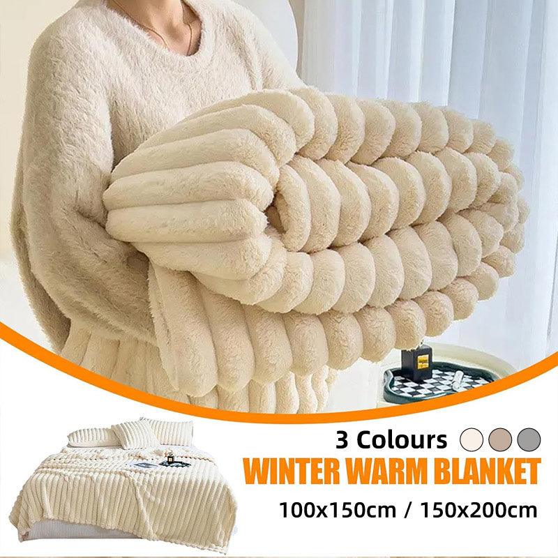 Blankets & Throws: Plush Blanket Leisure Blanket Autumn Winter Warm Nap Throw Soft Cozy - Khaki-100x150cm