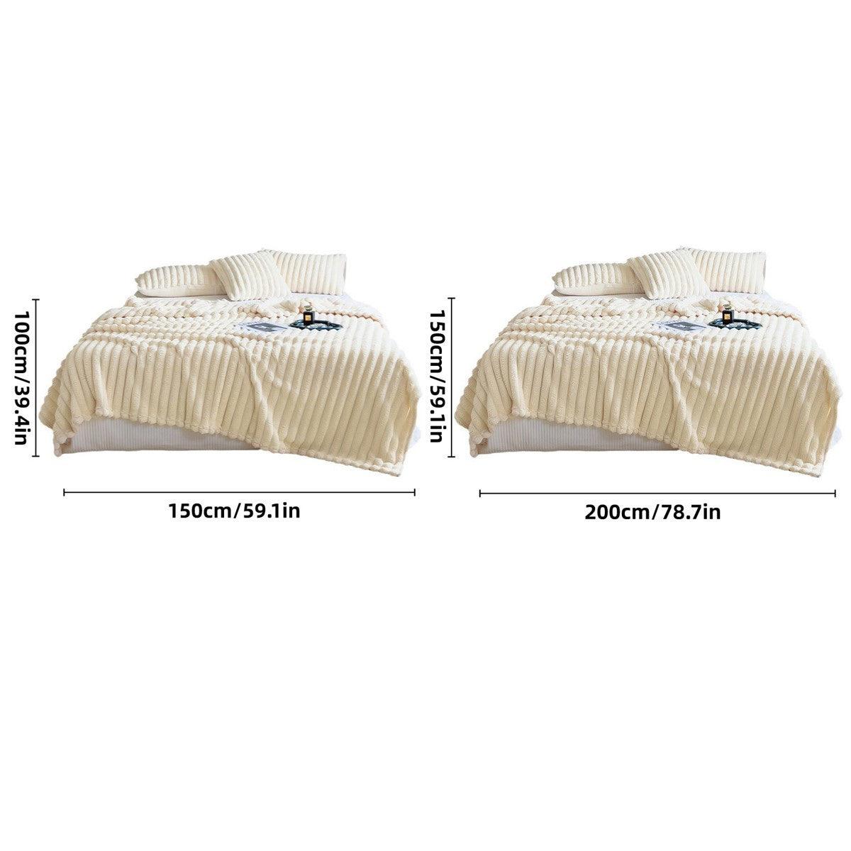 Blankets & Throws: Plush Blanket Leisure Blanket Autumn Winter Warm Nap Throw Soft Cozy - Khaki-100x150cm