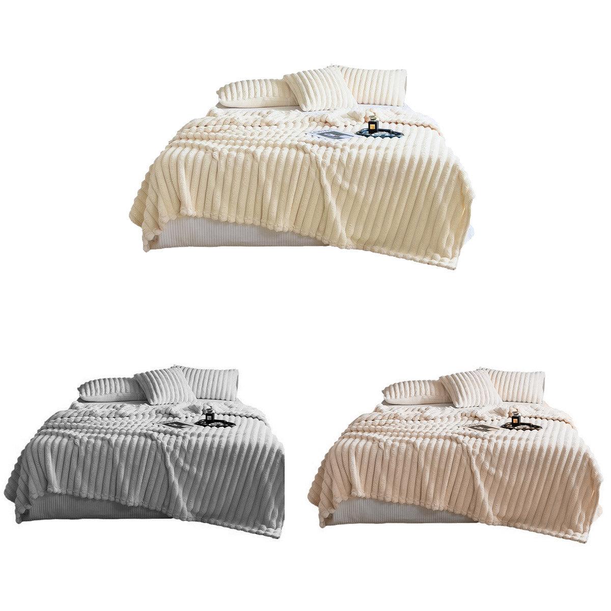Blankets & Throws: Plush Blanket Leisure Blanket Autumn Winter Warm Nap Throw Soft Cozy - Khaki-150x200cm
