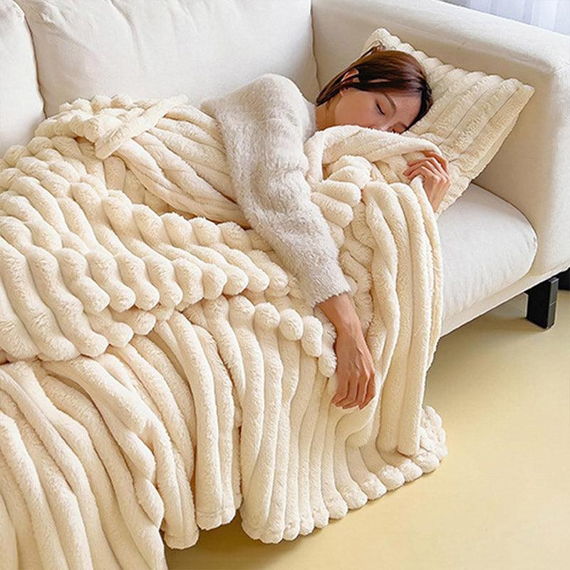 Blankets & Throws: Plush Blanket Leisure Blanket Autumn Winter Warm Nap Throw Soft Cozy - Khaki-150x200cm