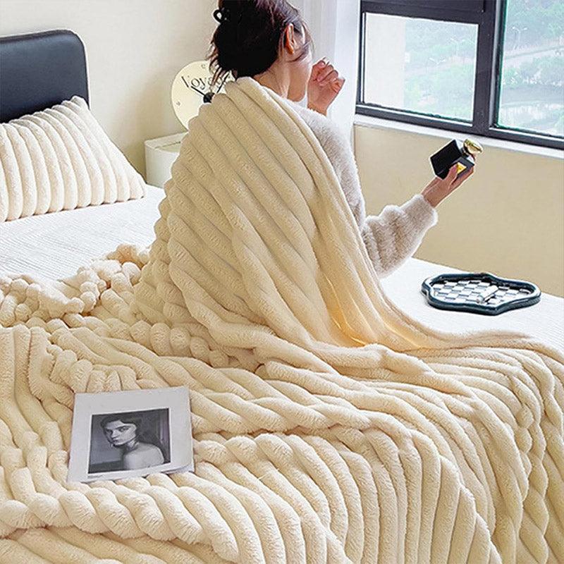 Blankets & Throws: Plush Blanket Leisure Blanket Autumn Winter Warm Nap Throw Soft Cozy - Khaki-150x200cm