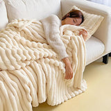 Blankets & Throws: Plush Blanket Leisure Blanket Autumn Winter Warm Nap Throw Soft Cozy - White-150x200cm