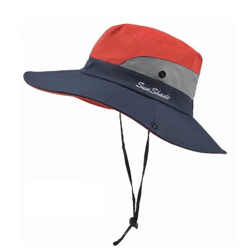 Women's Sleepwear: Women Wide Brim Ponytail Hat Sun Protect Visor Summer Beach Cap Anti Uv Floppy - Blue