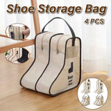 Shoe Storage: 4PCS Beige Travel Shoe Bag Home Boot Storage Visual Dustproof Long Short Covers
