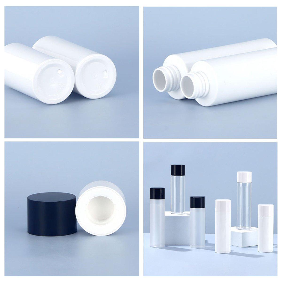 Cosmetic & Toiletry Bags: 50/100/150ml Plastic Toner Lotion Bottles Refillable Travel Cosmetic Containers - Black Lid + Transparent Bottle - 100ml