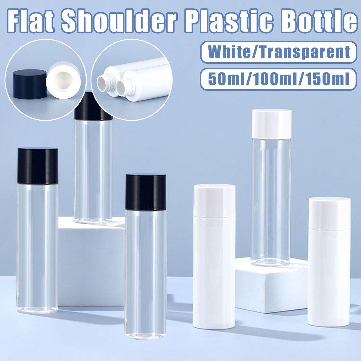 Cosmetic & Toiletry Bags: 50/100/150ml Plastic Toner Lotion Bottles Refillable Travel Cosmetic Containers - Black Lid + Transparent Bottle - 150ml