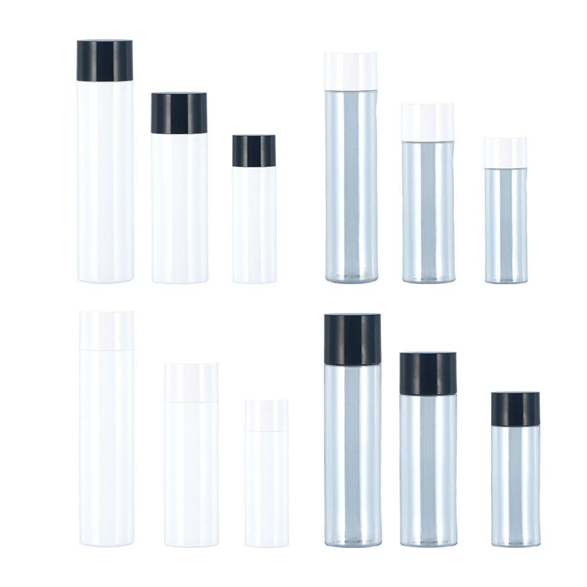 50/100/150ml Plastic Toner Lotion Bottles Refillable Travel Cosmetic Containers - White Lid + Transparent Bottle - 150ml