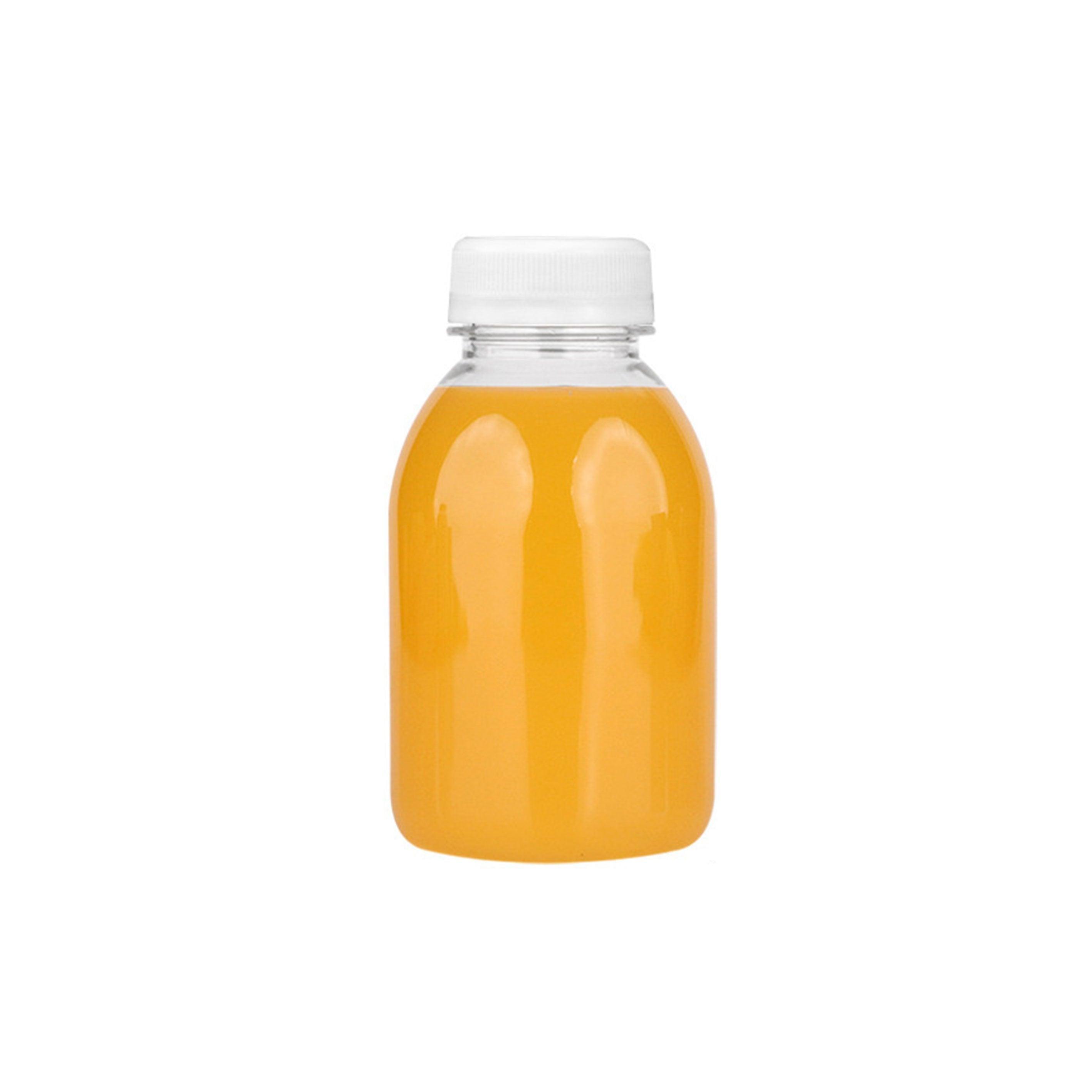 20pcs 250ml Reusable Plastic Juice Bottles 38mm Caliber Clear Beverage Container - Bottle-20pcs-Glossy -Black
