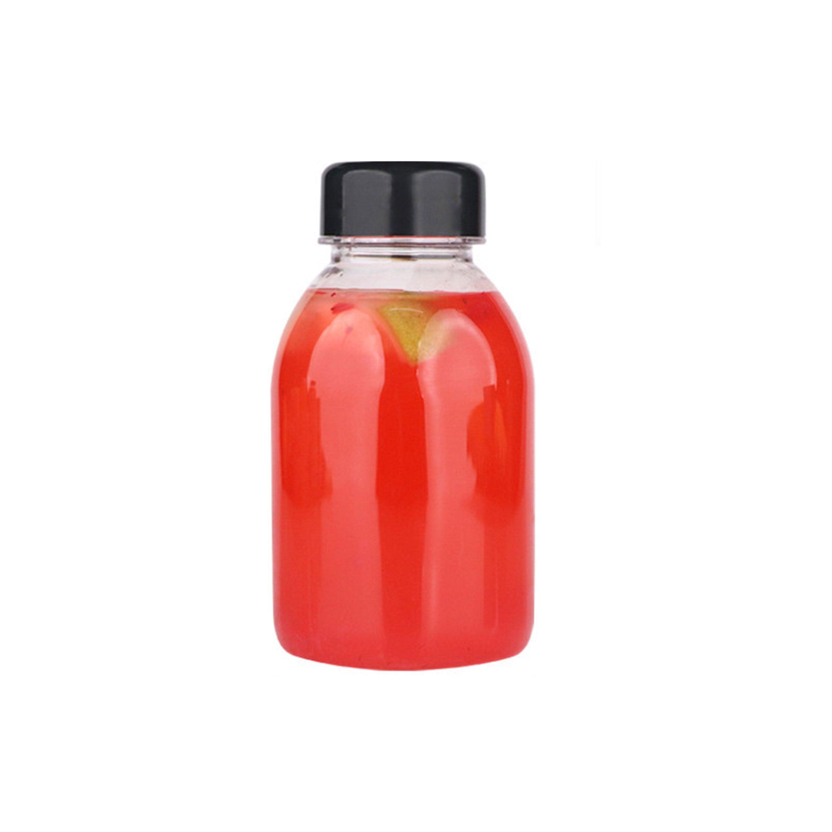 20pcs 250ml Reusable Plastic Juice Bottles 38mm Caliber Clear Beverage Container - Bottle-20pcs-Glossy -Black