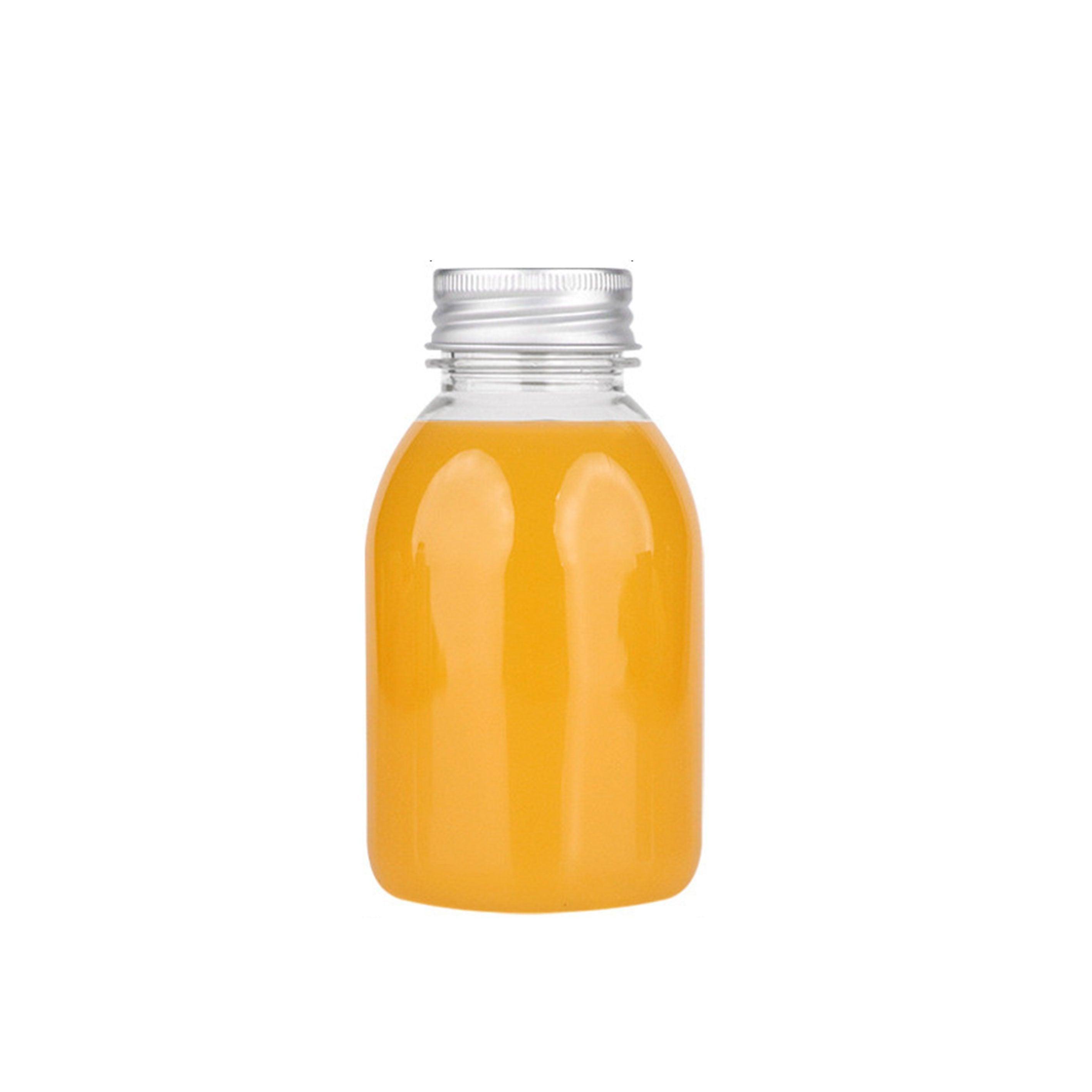 20pcs 250ml Reusable Plastic Juice Bottles 38mm Caliber Clear Beverage Container - Bottle-20pcs-Glossy -Black