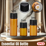 Cosmetic & Toiletry Bags: 5pcs 2ml-5ml Amber Glass Orifice Reducer Bottles Sample Vial Dram Essential Oils - 2ml