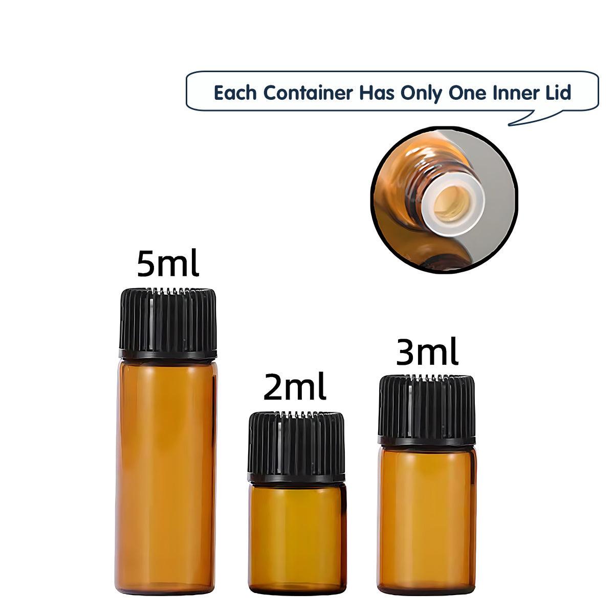 Cosmetic & Toiletry Bags: 5pcs 2ml-5ml Amber Glass Orifice Reducer Bottles Sample Vial Dram Essential Oils - 2ml
