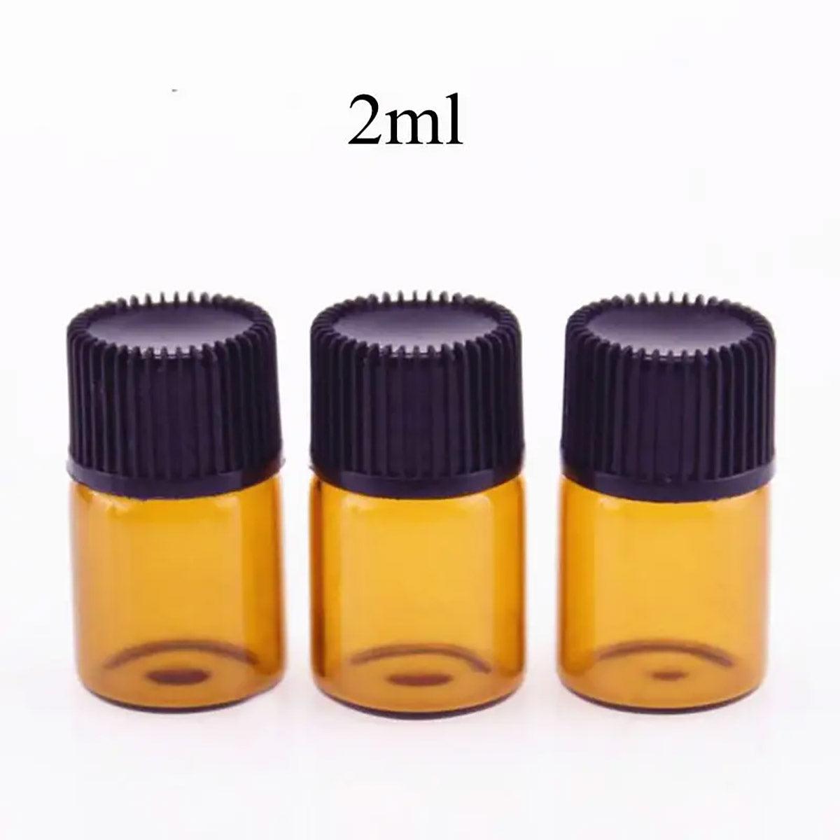 Cosmetic & Toiletry Bags: 5pcs 2ml-5ml Amber Glass Orifice Reducer Bottles Sample Vial Dram Essential Oils - 2ml