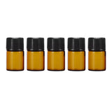 Cosmetic & Toiletry Bags: 5pcs 2ml-5ml Amber Glass Orifice Reducer Bottles Sample Vial Dram Essential Oils - 2ml