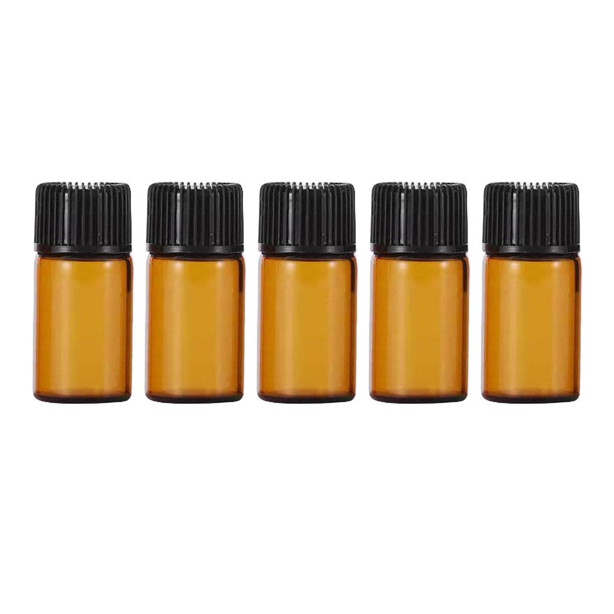 Cosmetic & Toiletry Bags: 5pcs 2ml-5ml Amber Glass Orifice Reducer Bottles Sample Vial Dram Essential Oils - 2ml