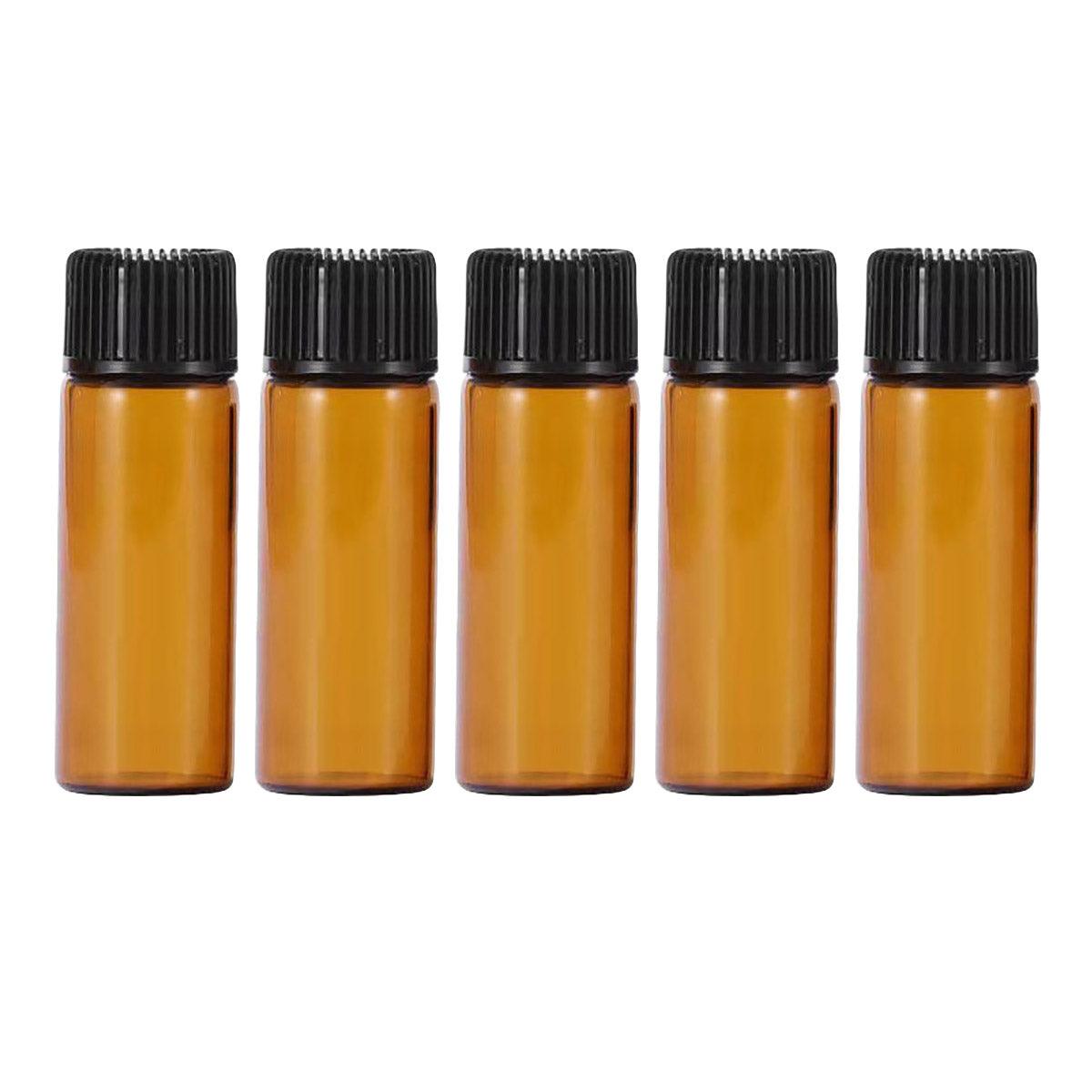 Cosmetic & Toiletry Bags: 5pcs 2ml-5ml Amber Glass Orifice Reducer Bottles Sample Vial Dram Essential Oils - 2ml
