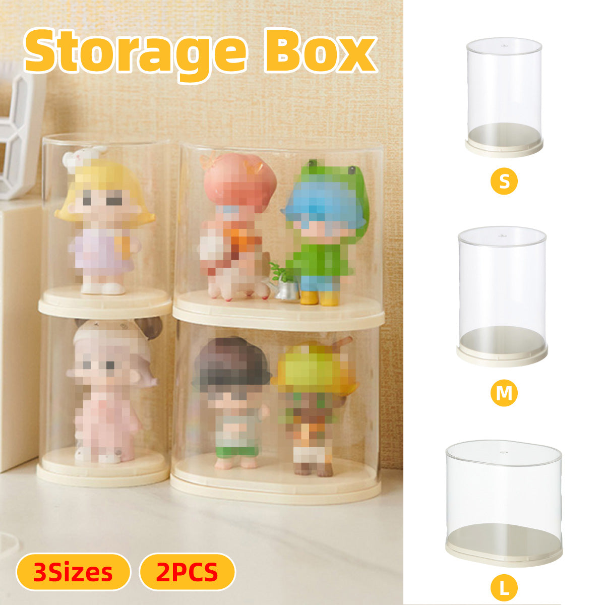 Vases & Table Decor: 2pcs Clear Acrylic Display Case Transparent Box for Collectibles Dolls Figures - M