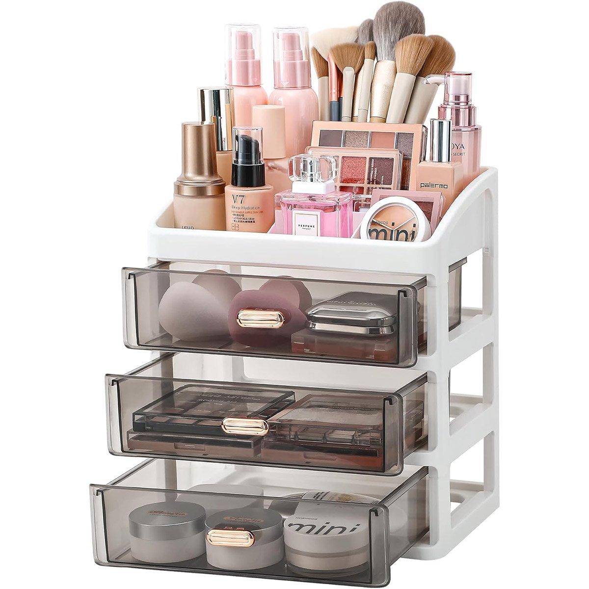 Storage Boxes: 3Layer Cosmetic Organiser Storage Drawer Case Makeup Box for Home and Bathroom