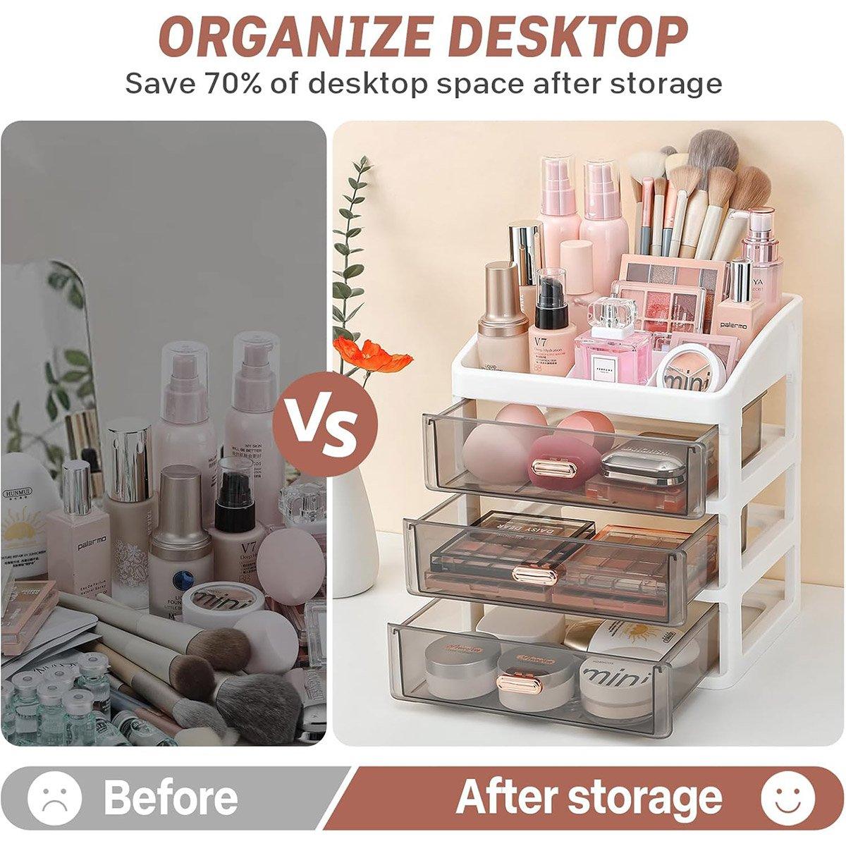 Storage Boxes: 3Layer Cosmetic Organiser Storage Drawer Case Makeup Box for Home and Bathroom