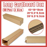 Postage Satchels & Boxes: 50pcs Long Strip Carton Flat Square Durable Shipping Boxes for Packaging Storage - 6.5cm x 6.5cm x 28cm