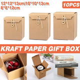 10PCS Kraft Paper Box Corrugated Packaging Box Gift Storage Transport Carton - 8x8x12cm