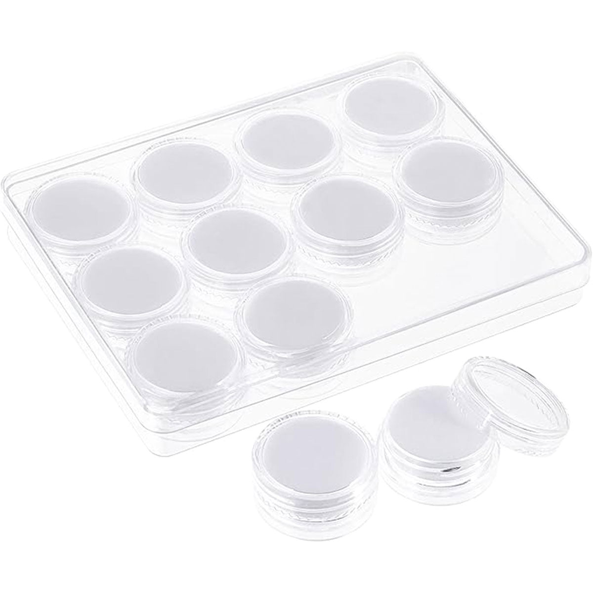 Storage Boxes: Transparent Round Gemstone Display Box Organizer Case with Lid Storage Packaging - Black