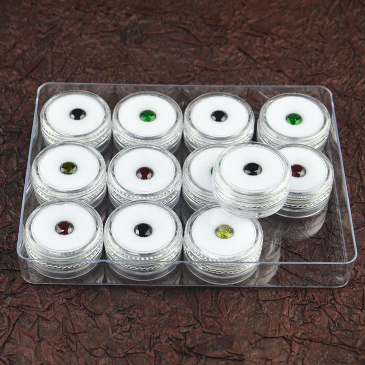 Storage Boxes: Transparent Round Gemstone Display Box Organizer Case with Lid Storage Packaging - White