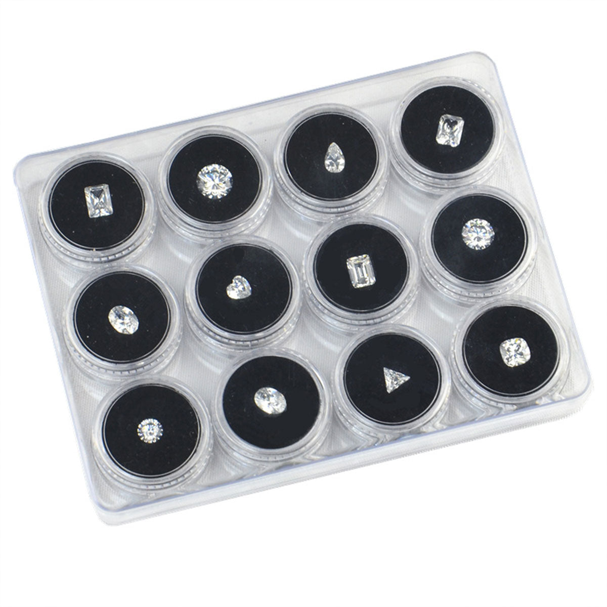 Storage Boxes: Transparent Round Gemstone Display Box Organizer Case with Lid Storage Packaging - White