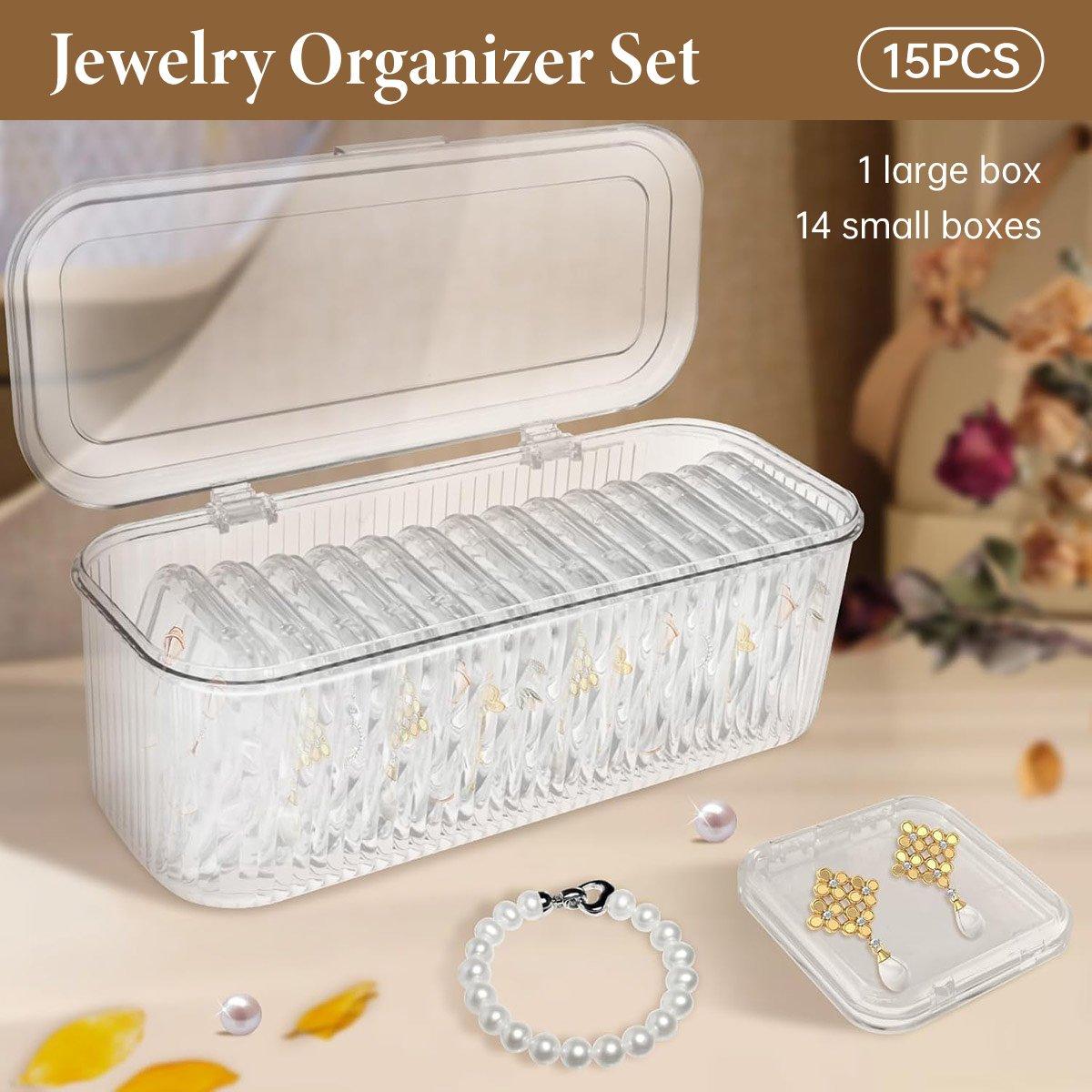 Storage Boxes: 15pcs Transparent Storage Box Jewelry Organizer Bracelet Necklace Anti-Oxidation
