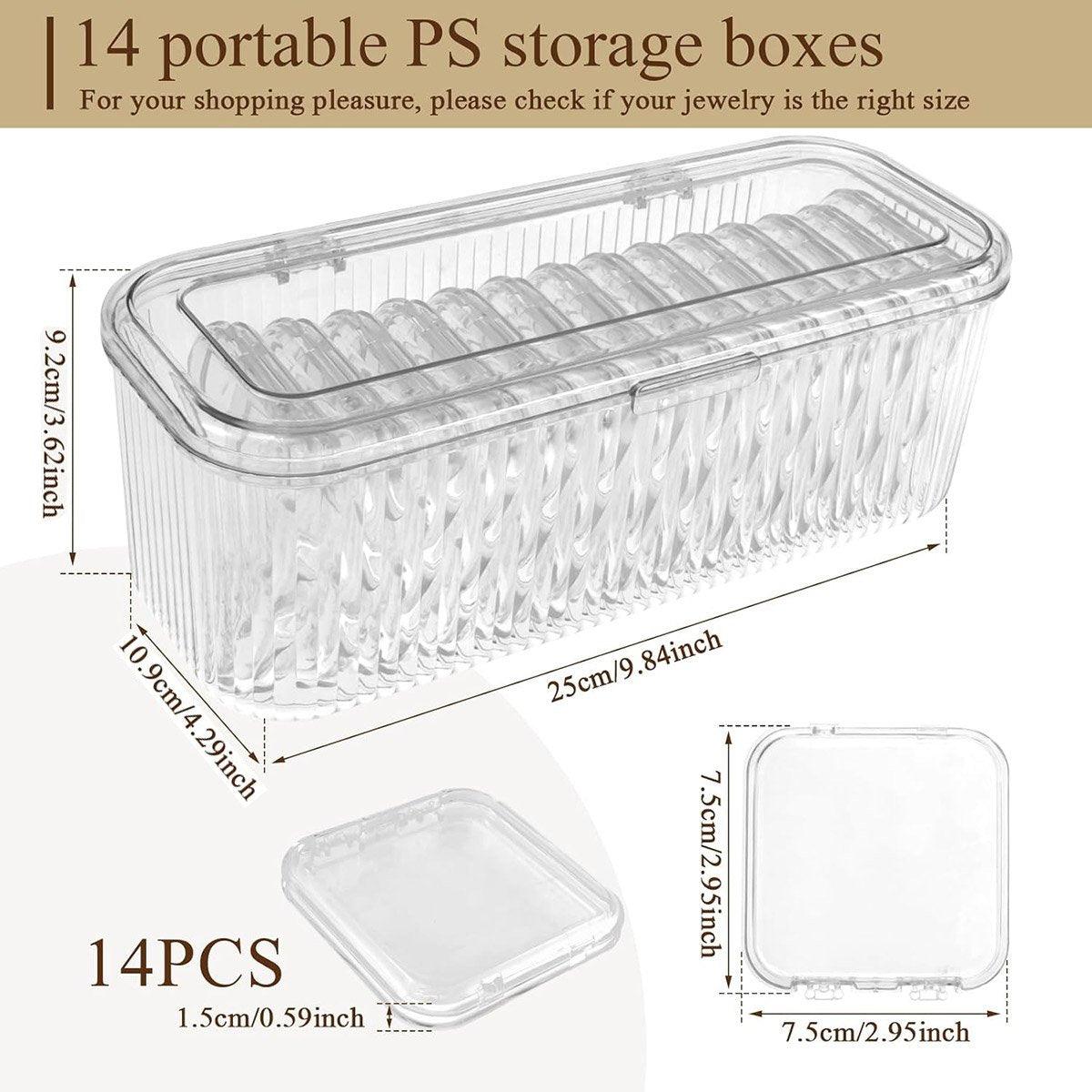 Storage Boxes: 15pcs Transparent Storage Box Jewelry Organizer Bracelet Necklace Anti-Oxidation
