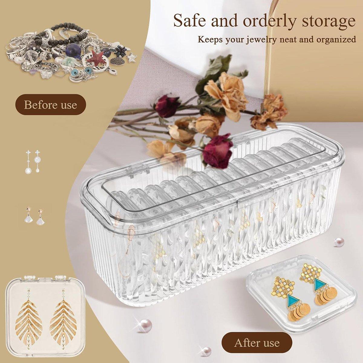 Storage Boxes: 15pcs Transparent Storage Box Jewelry Organizer Bracelet Necklace Anti-Oxidation