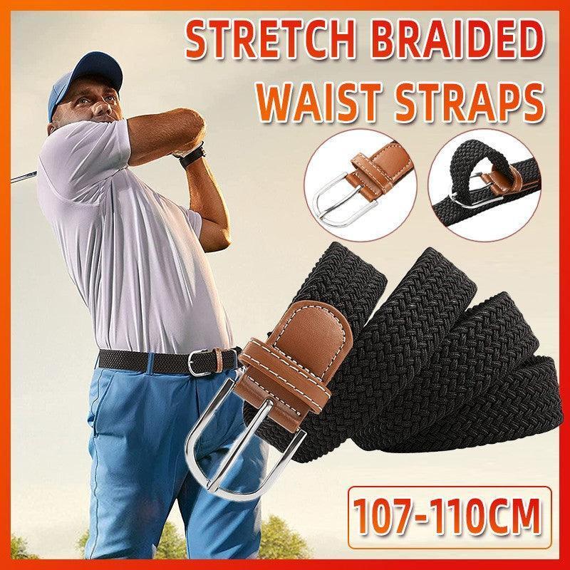 Men's Accessories: Belt For Men Elastic Waistband Canvas Buckle Braided Mens Woven Stretch Strar