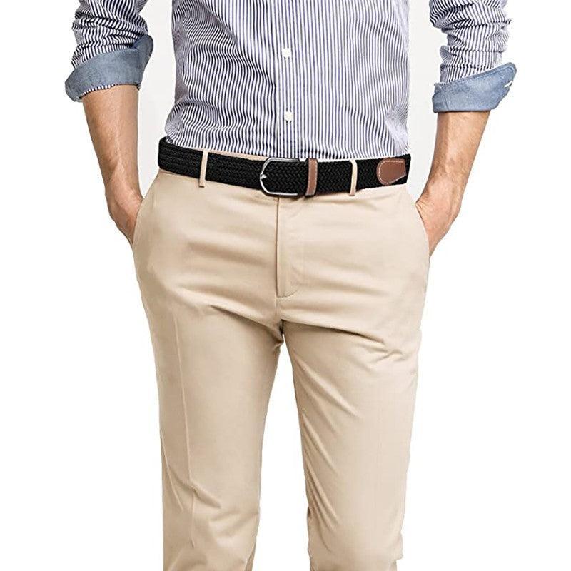 Men's Accessories: Belt For Men Elastic Waistband Canvas Buckle Braided Mens Woven Stretch Strar