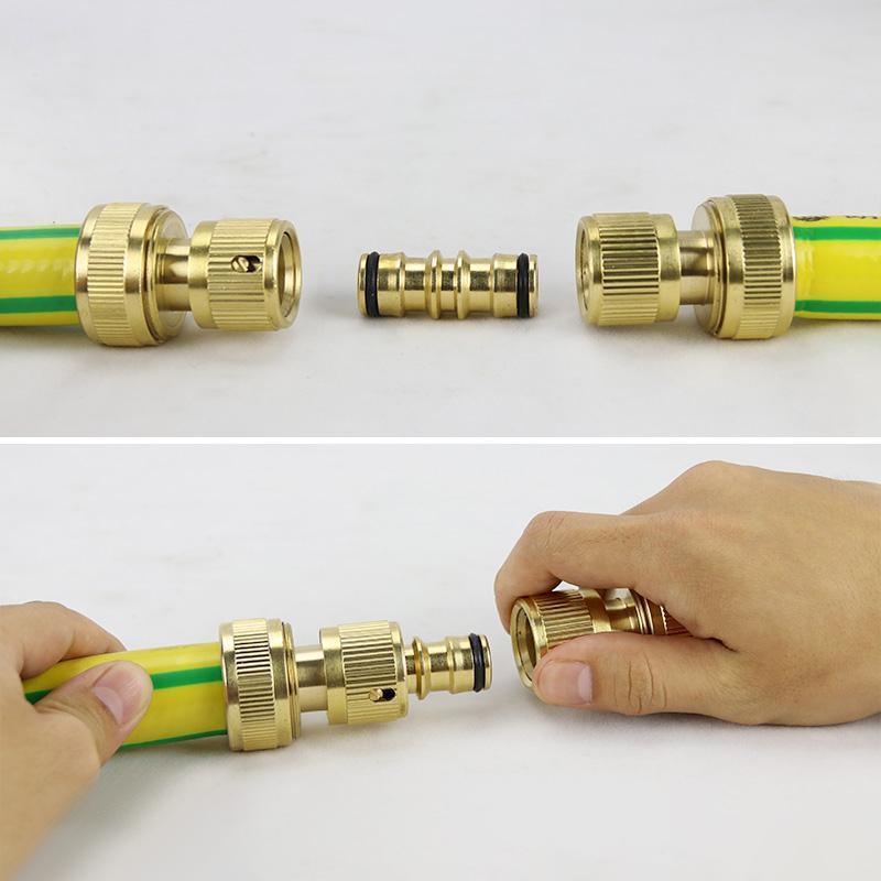 Garden Hoses: Brass Garden Hose Connector Fitting Double End Quick Joiner for 12mm Pipe Repair