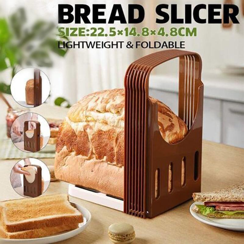 Kitchen Utensils: Foldable Bread Slicer Cutting Guide for Loaf Toast Adjustable Thickness