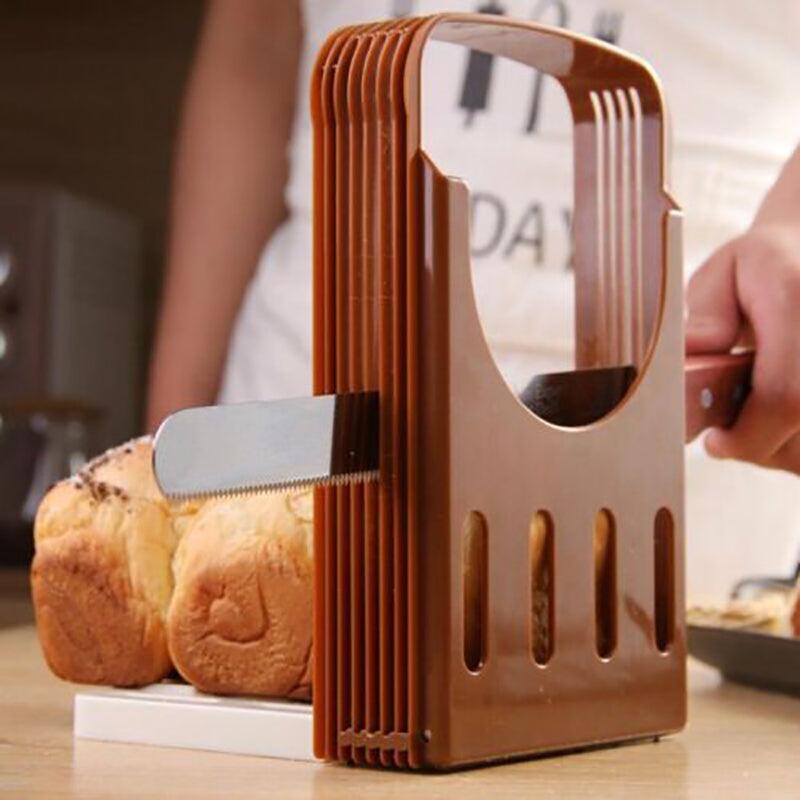 Kitchen Utensils: Foldable Bread Slicer Cutting Guide for Loaf Toast Adjustable Thickness