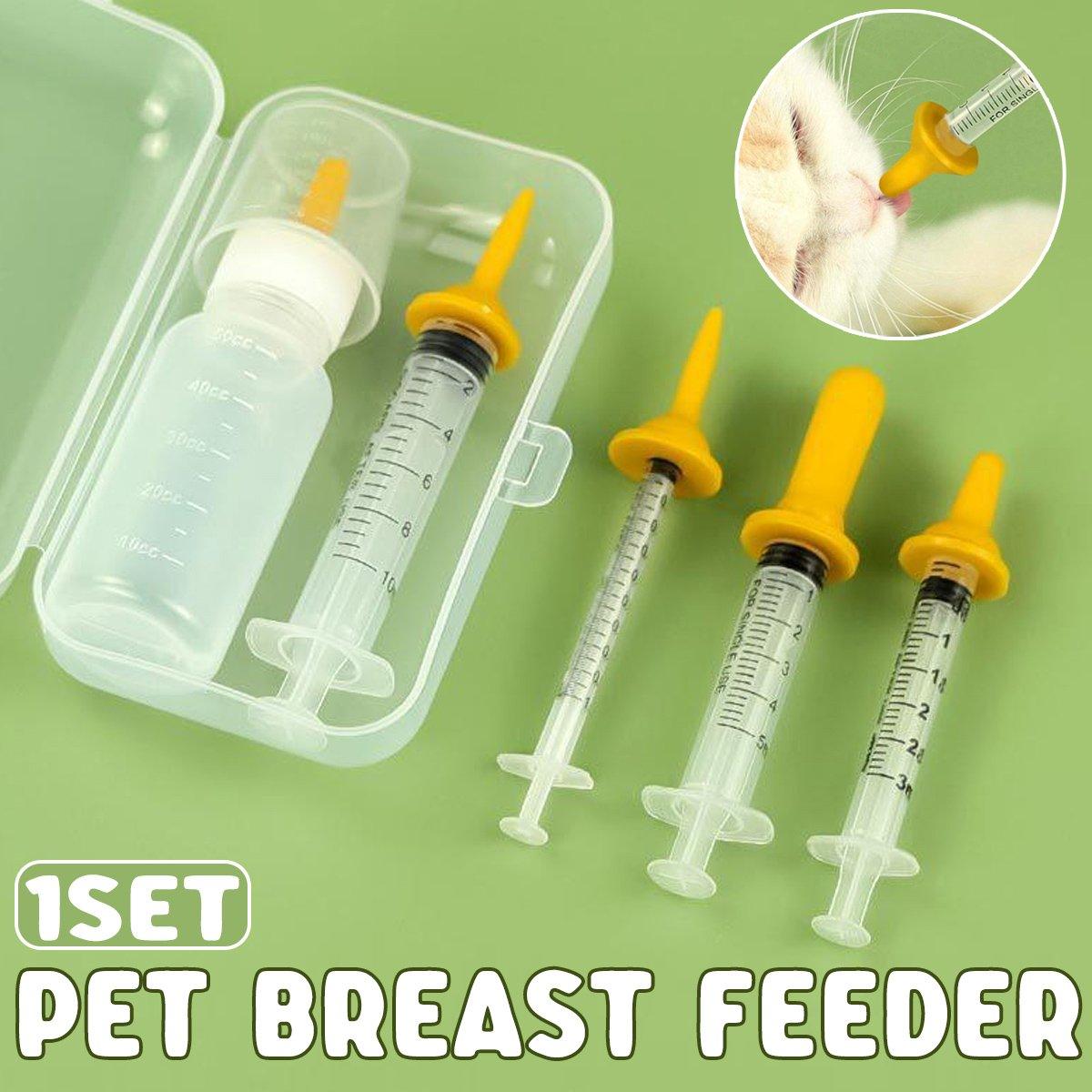 Cat Bowls, Feeders & Waterers: Kitten Feeding Bottle with Syringe Dispenser for Young Pets and Small Animals
