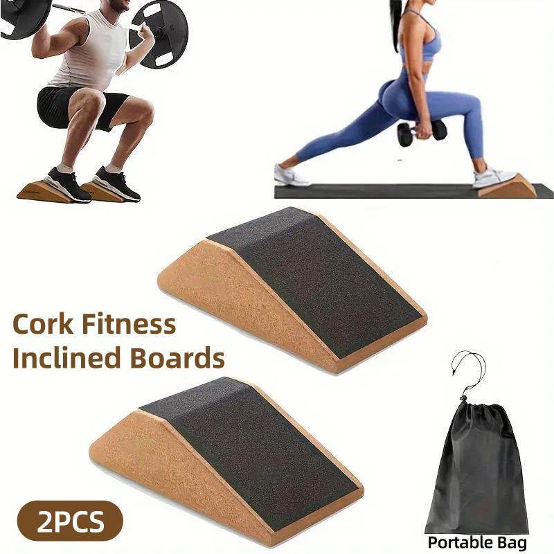 Gym Equipment & Accessories: 2pcs Cork Wedge Shaped Fitness Bricks Deep Squat Special Exercise Blocks Yoga