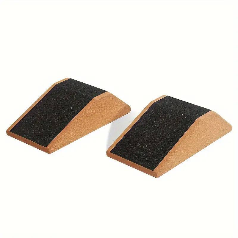 Gym Equipment & Accessories: 2pcs Cork Wedge Shaped Fitness Bricks Deep Squat Special Exercise Blocks Yoga