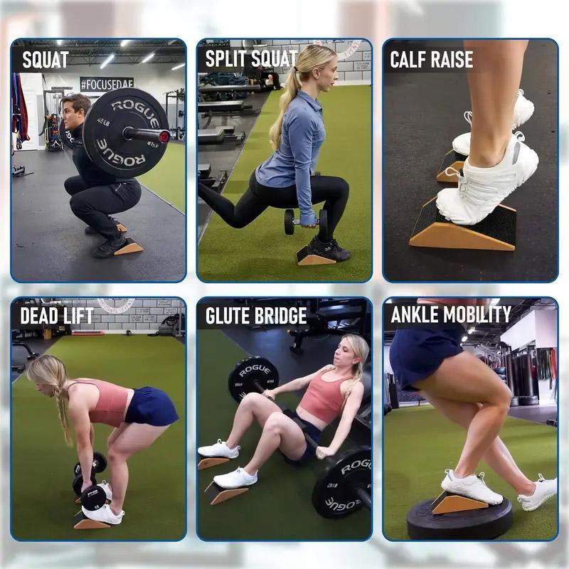 Gym Equipment & Accessories: 2pcs Cork Wedge Shaped Fitness Bricks Deep Squat Special Exercise Blocks Yoga