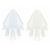 Other Wedding Decorations: Bridal 2 Layer Wedding Veil with Comb Satin Edge Short Tulle for Women White Ivory - White