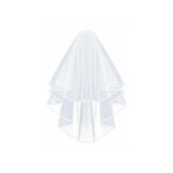 Other Wedding Decorations: Bridal 2 Layer Wedding Veil with Comb Satin Edge Short Tulle for Women White Ivory - White