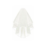 Other Wedding Decorations: Bridal 2 Layer Wedding Veil with Comb Satin Edge Short Tulle for Women White Ivory - White