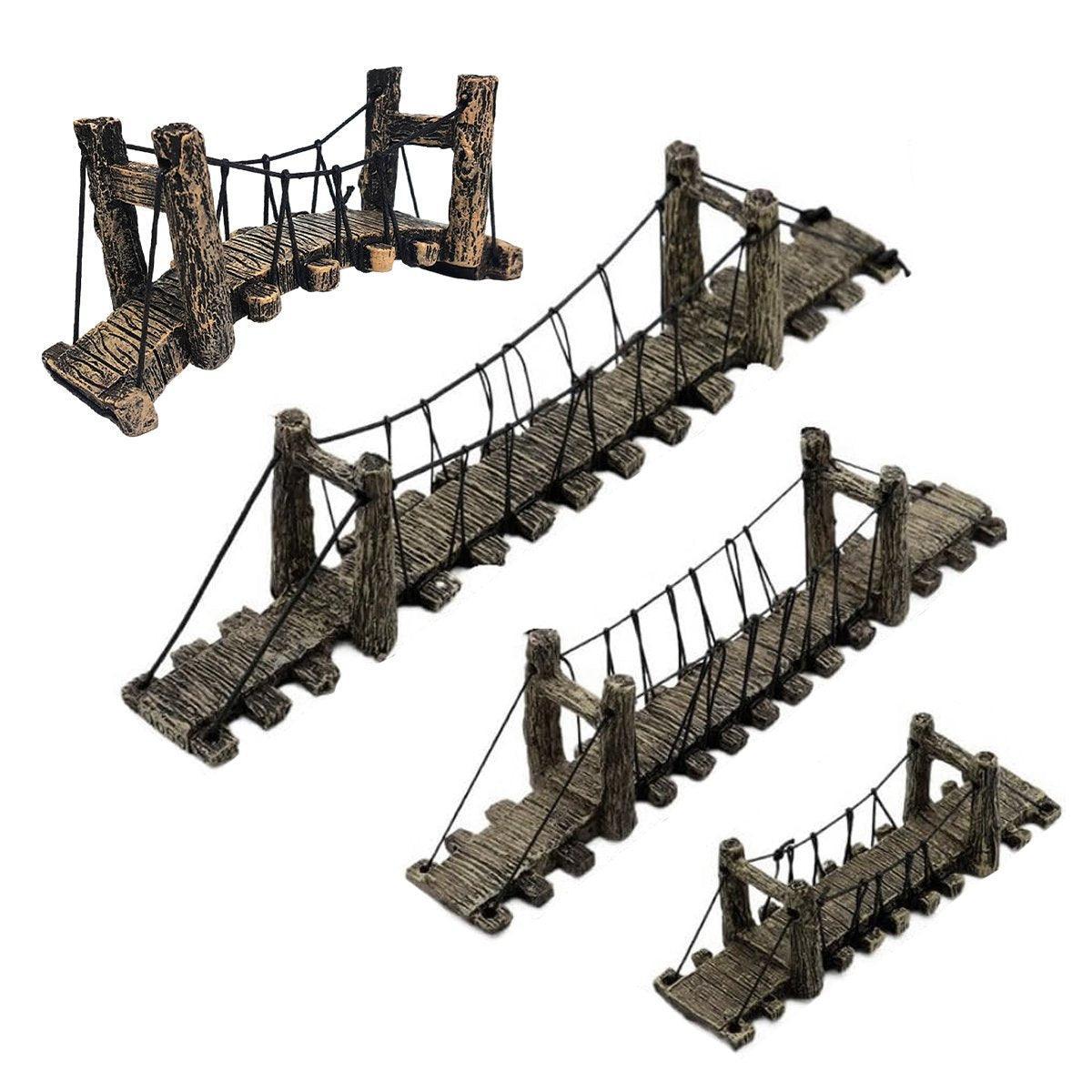 Aquarium Decor: Resin Bridge Aquarium Decoration Fish Tank Accessories Shrimp Tortoise Climbing - Bent Rope Bridge-S