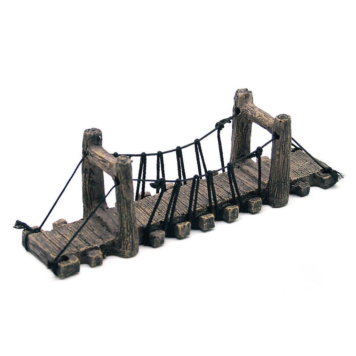 Aquarium Decor: Resin Bridge Aquarium Decoration Fish Tank Accessories Shrimp Tortoise Climbing - Bent Rope Bridge-S