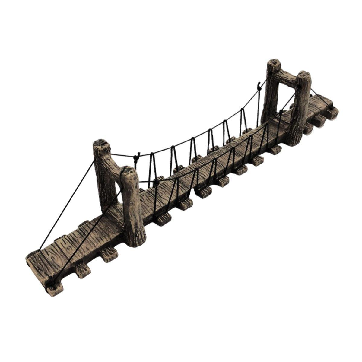 Aquarium Decor: Resin Bridge Aquarium Decoration Fish Tank Accessories Shrimp Tortoise Climbing - Bent Rope Bridge-S
