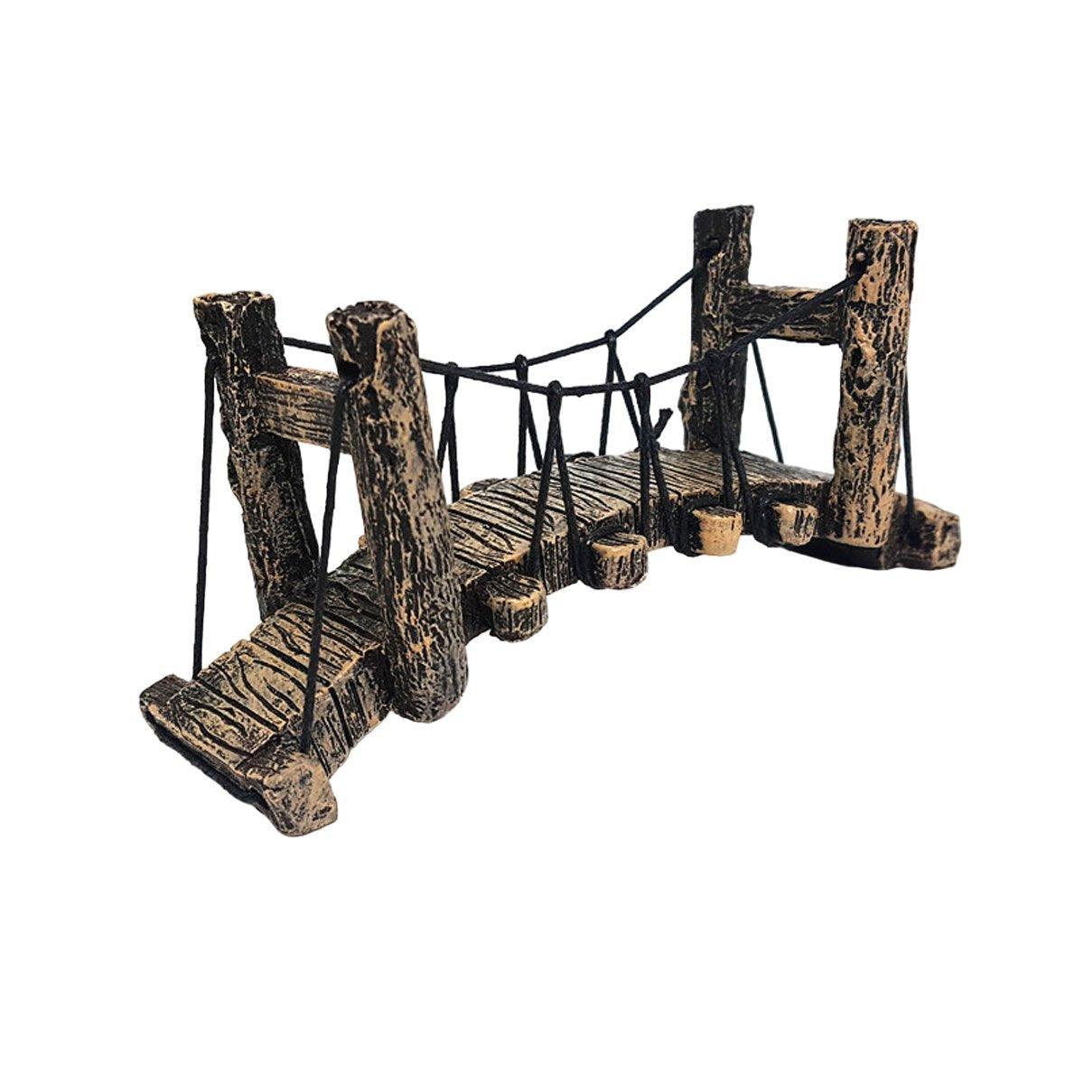 Aquarium Decor: Resin Bridge Aquarium Decoration Fish Tank Accessories Shrimp Tortoise Climbing - Bent Rope Bridge-S