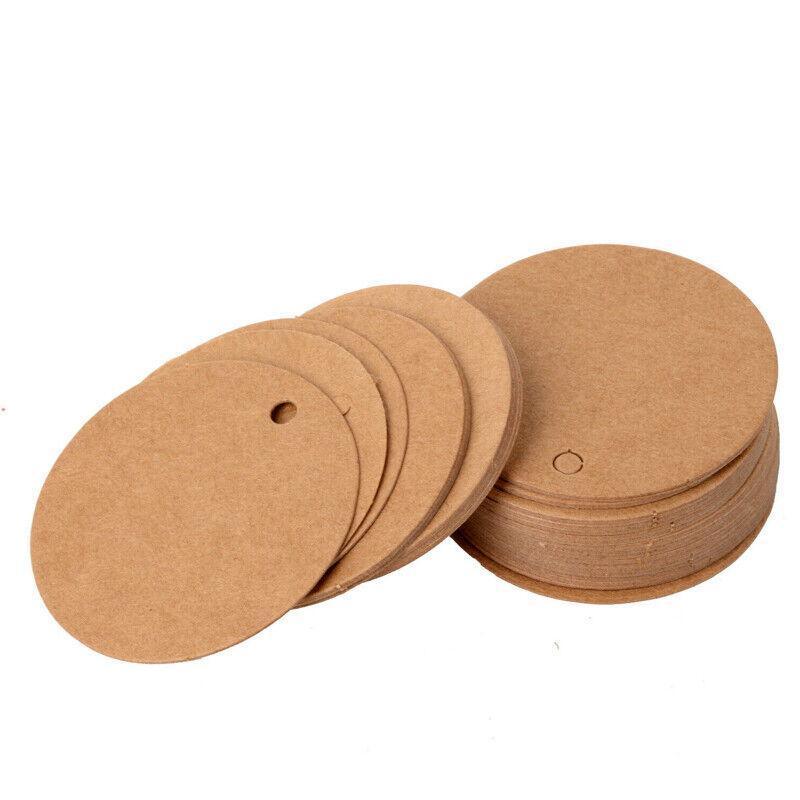 Other Wedding Decorations: 200Pcs Kraft Paper Tags Round 5X5 Cm Brown Card Cardboard Wedding Party Gift Diy